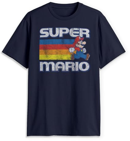 Nintendo herr Nintendo Super Mario Running Retro Stripe T-shirt T-tröja