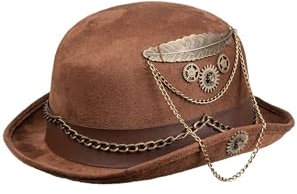 Boland 54561 - Hut Chainpunk, Braun, Zahnräder, Melonenhut, Steampunk, Mottoparty, Karneval