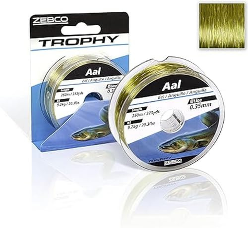 Zebco Qualitäts Trophy Aal monofile Angelschnur Angel-Zubehör Aalschnur, 0,25-0,40mm, Camou-hell,
