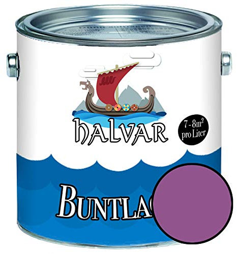 Halvar Buntlack für Holz & Metall GLÄNZEND Violett RAL 4001-4010 Holzfarbe Holzlack Innen & Außen robuster Kunstharzlack Wetterbeständig & perfekter Langzeitschutz (2,5 L, RAL 4008 Signalviolett)