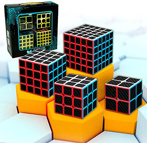Magic Cube 2x2 3x3 4x4 5x5 Pack Meilong Moyu Cubing Klassrum Halkfri kolfiber med Snabbare, Enklare och Mjukare Snurr, 3D Pussel, Nybörjare och Proffs