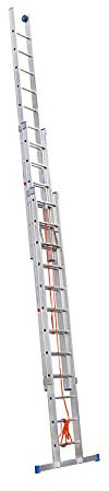 Echelle coulissante à Corde Professionnelle 3 Plans 3x12 échelons 8m/8,4m en alu Hailo Trio