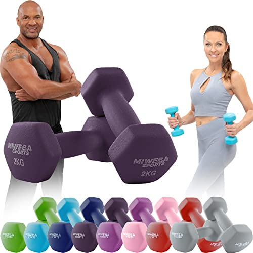 Miweba Sports Neopren Hantelset NKH100 | 0.5-10 kg (2X 2.0 kg, Lila)