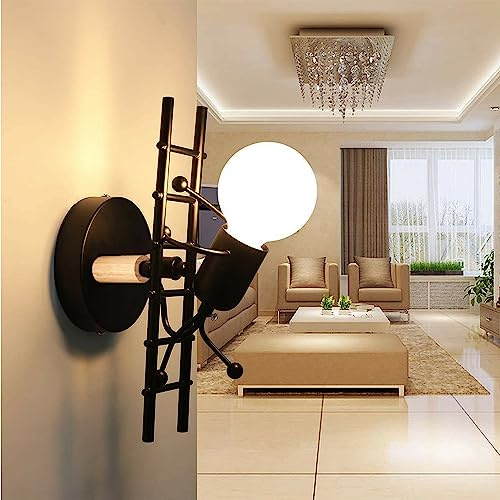 Lámpara de pared creativa E27 dibujos animados apliques interiores lámpara de pared moderna vela soporte de hierro metal lámpara de noche para niños dormitorio dormitorio sala de estar escaleras