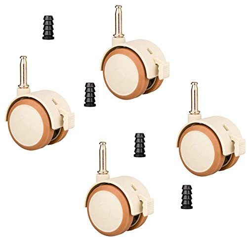 ZoeTekway 4er Lenkrollen für Kindermöbel Set mit 10,5 mm Hülse Stift, leise möbel Gummirollen mit bremse, für klein kinderbett babybett stubenwagen Trolleys freilaufend beistellbett