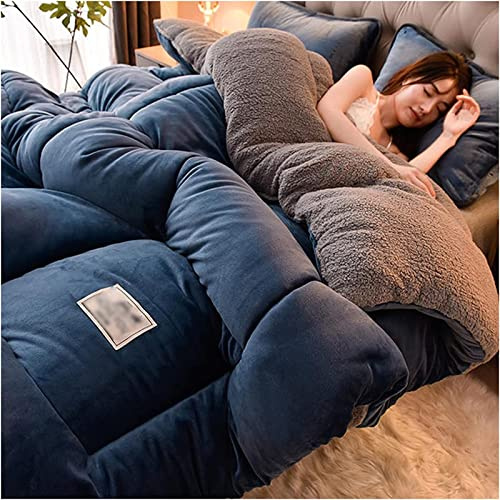 TUCVZVO Épaissir Cachemire Courtepointe,Couette Double Plume d'oie Édredon,Couette 2 Personne Laine Luxueuse, Couverture Polaire Double Face, Couette d'hiver,D,200x230cm(3kg)