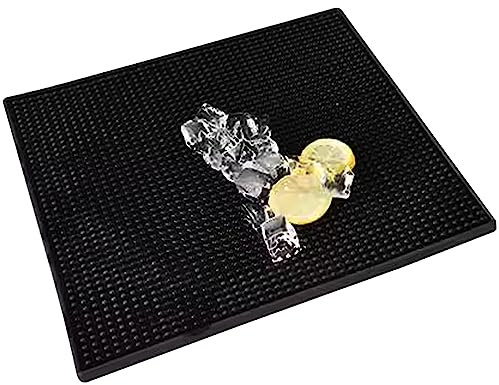 YIDM Tappetino da Bar in Gomma Nero Antiscivolo 45x30cm - Mat per Stoviglie e Cocktail, per Fissare Bicchieri da Vino