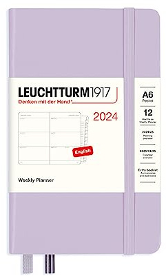 LEUCHTTURM1917 367626 Wochenkalender Pocket (A6) 2024, 12 Monate, Lilac, Englisch