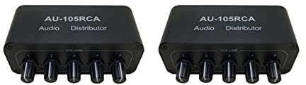 reamhome 2X Stereo Audio Mixer 1 Input 5 Output Multi-Channel Audio Source Distributor Interface for Power Amplifiers