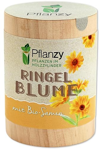 Feel Green Pflanzy Ringelblume, Nachhaltige Geschenkidee (100% Eco Friendly), Grow Your Own/Anzuchtset, Pflanzen im Holzzylinder, Made in Austria