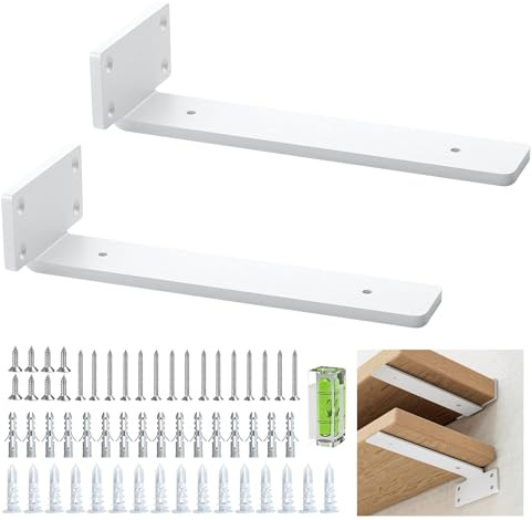 Regalhalterung 20 cm (0.5 cm) Dicke, 2 Pack Schwebende, Versteckte Regalhalterungen, Rustikale Industrie Regalhalterungen Mit Modernem Eisen Finish - Weiß