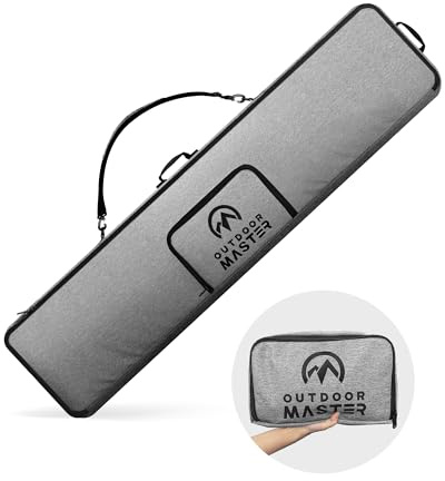 OutdoorMaster Snowboardtasche – 900D Wasserabweisende Snowboard-Reisetasche mit Schultergurt, faltbares Aufbewahrungsdesign – Grau, M