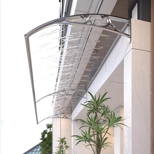 Vordach für Eingangstür,Vordach Haustür Überdachung,Haustürvordach Pultvordach aus 2.5mm Dicke Transparentes Polycarbonat,Sonnenschutz Regenschutz Türvordach,mit Zubehör (80x380cm/32 x150)