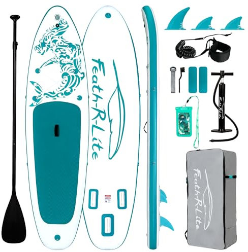 FEATH-R-LITE Aufblasbares Stand Up Paddle Board SUP mit Paddleboard Zubehör, Multifunktionale Paddle Boards Rutschfestes Deck Design für Erwachsene und Jugendliche