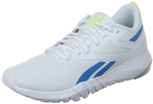 Reebok FLEXAGON Force 4 - Zapatos de Entrenamiento para Hombre, Color Blanco/Azul cinético/Lima Digital