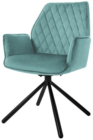 ML-Design Esszimmerstuhl aus Samt, Salbei, Wohnzimmerstuhl mit Armlehne & Rückenlehne, Drehstuhl Auto-Position, Polsterstuhl mit Metallbeine, Ergonomische Sessel drehbar, Küchenstuhl Loungesessel