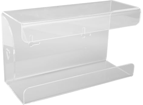 Glove Box Holder Wall Mount Disposable Glove Dispenser,Wall Mounted Tissue Holder,Clear with Adhesive Expansion Screw for Home Kitchen