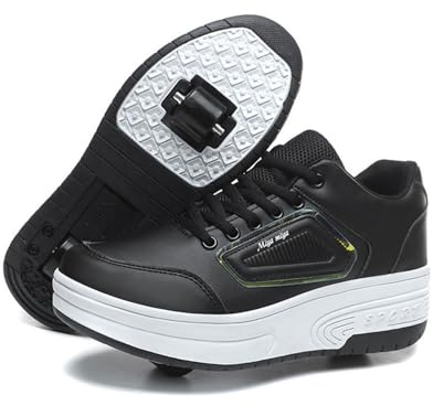 ENEN Schuhe mit Rollen für Jungen Mädchen Skateboardschuhe mit 2 Rollen Skateboardschuhe für Sportschuhe Outdoorschuhe Rollschuhe Kinder 2-in-1-Sneakers -999