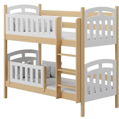 RC ROOM COLOREE for kids Sofie2 2-sits våningssäng 80 x 180 cm, i naturligt trä, tallfärg, med säkerhetsbarriärer (2 förvaringslådor finns som tillval)