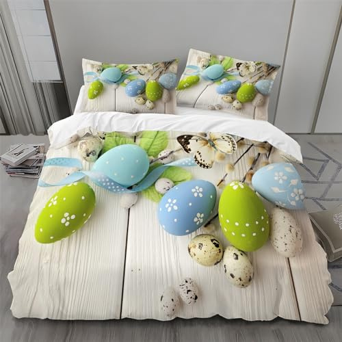 BAIL Housse de Couette 240 x 260 œUfs De Caille Housse Couette Très Doux Parure de Lit Adulte en Microfibr 2 Taies d'oreiller 65 x 65 cm Convient pour Chambre