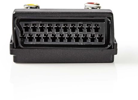 Adattatore SCART – Spina SCART – S-Video Female/SCART femmina / 3 X RCA femmina – Nichelato – Commutabile – ABS – Nero – Scatola