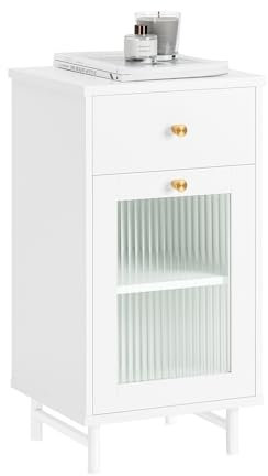SoBuy Nachttisch Boxspringbett Sofatisch Beistelltisch schmal Telefontisch Nachtschrank mit 1 Tür Nachtkommode Weiß BHT ca. 32x60x30cm FBT133-W