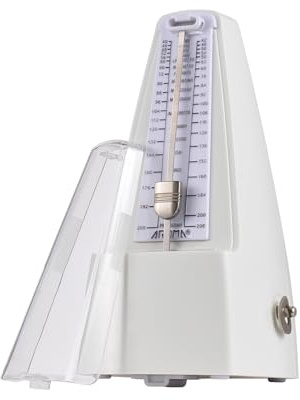 Metronomo meccanico Metronomo regolabile velocità di battito leggero suono forte per pianoforte chitarra tamburo Guzheng battito accurato metronomo meccanico bianco