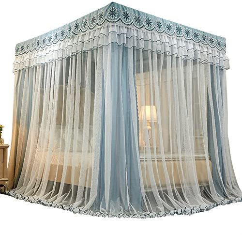 TEmkin Betthimmel-Moskitonetz für Doppelbett, Betthimmel aus hochdichtem Netzgewebe – staubdicht und verdunkelnd, dekorativer Bettvorhang für Schlafzimmer (grün, 200 x 220 x 200 cm)