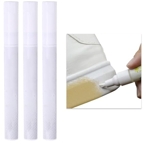 CWPFVQA 3-pack skoreparationspennor, blekningspenna, vit sko-rengöringspenna, skotillbehör, skotillbehör, skoreparationsverktyg (vit), Vit, S-M