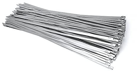 Colliers de câblage auto-verrouillables Zip, Colliers de serrage, colliers de serrage zippés 100 pièces Colliers de serrage en acier inoxydable Colliers de serrage autobloquants robustes Colliers de s