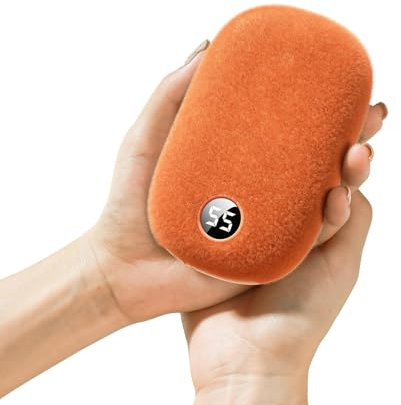 LVSHUOHC Calefactor De Bateria Recargable FuncióN De Masaje Y Banco De EnergíA (10000 Mah), Sacos Calientamanos Terciopelo FrancéS CóModo, Calentador De Mano Equipo De Campamento,Orange