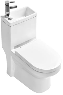 2 in 1 Close Coupled Toilet with Sink on Top Basin Tap Cloakroom Space Saving WC (WC with Basin and Tap)