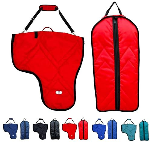 Majestic Ally Nylon Padded Horse Western Saddle Carry Bag, Bridle Bag Set, Multiple Colors (Red)