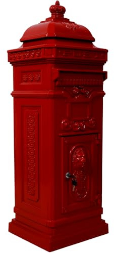 Mailboxs Mailboxes Residential The Court Large-Capacity Letter Box, Garden Floor Safety Mailbox, Outdoor Rainproof Postbox Statue,Color Copper (Red)