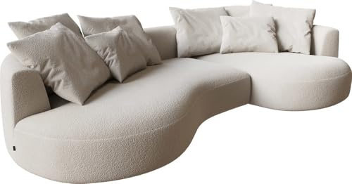 DELIFE Sofa Edina Bouclé Creme-Weiß 330x170 cm