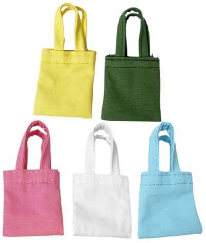 Warmhm 5stücke Teiliges Mini-Canvas-täschchen Puppenzubehör Leichte Stabile Handtaschen Für Puppen Stilvolle Doll Dressing up Bags Für DIY-hausdeko Und Schlüsselanhänger