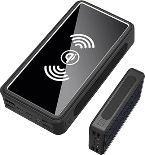 Batterie Externe, Chargeur Solaire 100 000 mAh, Portable, Compact, Haute Vitesse, Batterie de Secours Externe, Grande capacité, pour Smartphones et Consoles de Jeux (Noir)
