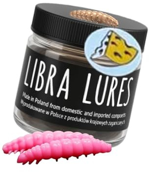 Libra Lures Larva 35 mm – Forellenköder mit Käse-Aroma | Ultraweicher Softbait, schwimmfähig | 12 Stück | für UL, Tremarella & Sbirolino | Bienenmade-Imitation | Farbe: 017 (Bubble Gum)
