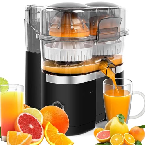 Exprimidor eléctrico de cítricos de 500 ml, exprimidor eléctrico de cítricos de doble cabezal de 100 W, velocidad máxima de 18000 rpm, exprimidor de naranja y limón, exprimidor eléctrico de frutas