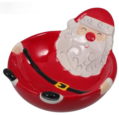 CIYODO Cuenco de Cerámica Navideño con Bol para Frutas y Dulces Tazón Decorativo para Servir Postres Hogar para Fiesta de Navidad