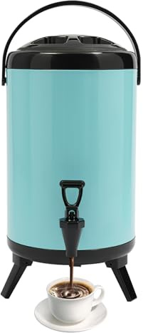 BAOCHADA 10 liter pumpkannor, termoskanna, kaffedispenser, isolerad dryckesdispenser i rostfritt stål, stor kapacitet, termos-dryckesdispenser, lämplig för festdrycker (blå)
