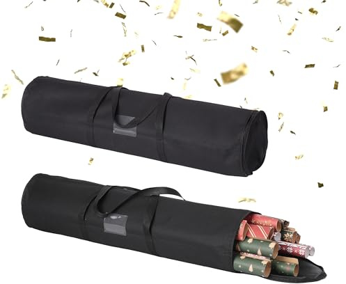Relaxdays Geschenkpapier Aufbewahrung, 2er Set, Reißverschluss, Griffe, HxD: 79 x 22 cm, Geschenkpapiertasche, Farbwahl