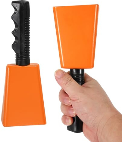 PATIKIL 8 Zoll Kuhglocken Für Football Spiele 2 Stück Kuhglocken Für Sportveranstaltungen Bulk Lautstarke Krachmacher Metall Kuhglocke Mit Griff Für Jubel Wettbewerbe Orange