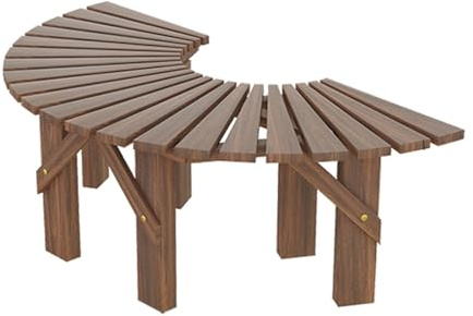 LIHDNGXM Panchina in legno curva attorno all'albero, panca da giardino, prato, patio e cortile con design semicircolare per esterni(Natural,Semicircle)
