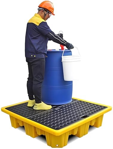 SFSLBFB Modulare Auffangwanne für Fässer mit Ablauf und herausnehmbarem Gitter, Polyethylen-Auffangwanne für Garage, Küche, Keller und Industrielager, 12 Größenoptionen (67 x 67 x 15 cm)