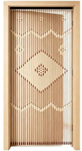 Jerool Beaded Door Curtain, 31 Strings Wood Beaded Fly Curtains for Doors, Chinese Style, Hand String, Classical Design, for Living Room, Bedroom