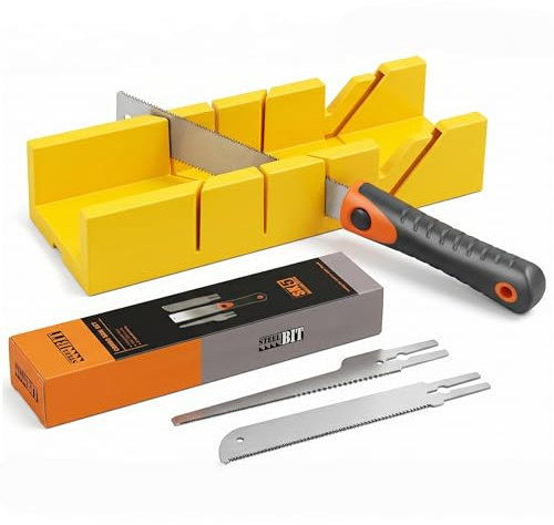 Magicbox Mitre Box and Saw Set, 3 SK5 Steel Japanese Pull Saw Blades for 45/90/135° Precision Cuts, Quick Change Clamping Hand Mitre Saw for Wood PVC Pipe Branch Cutting, DIY Woodworking Tool Kit