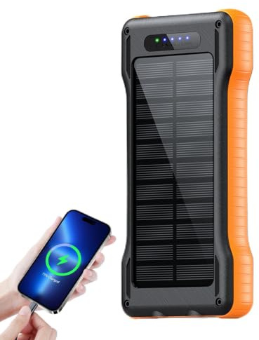 Power Bank Solare 10000mAh Power Bank Impermeabile Esterno | Caricatore Telefono Solare per campeggiatori viaggiatori campeggio escursionismo trekking spiaggia pesca