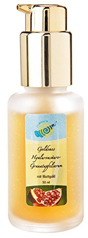 chi-enterprise Goldenes Gesichtsserum mit Hyaluronsäure 50 g I Intensives Pflege-Serum mit Hyaluron 6 Granatapfel-Extrakt + Aloe Vera I Straffende Hautpflege für ein ebenmäßiges Hautbild