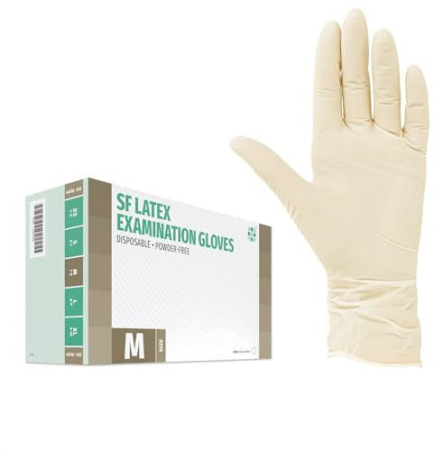 SF Guanti in Lattice Monouso M, Bianchi – 100 Pezzi, Senza Polvere, Elastici e Resistenti, Uso Medico e Professionale